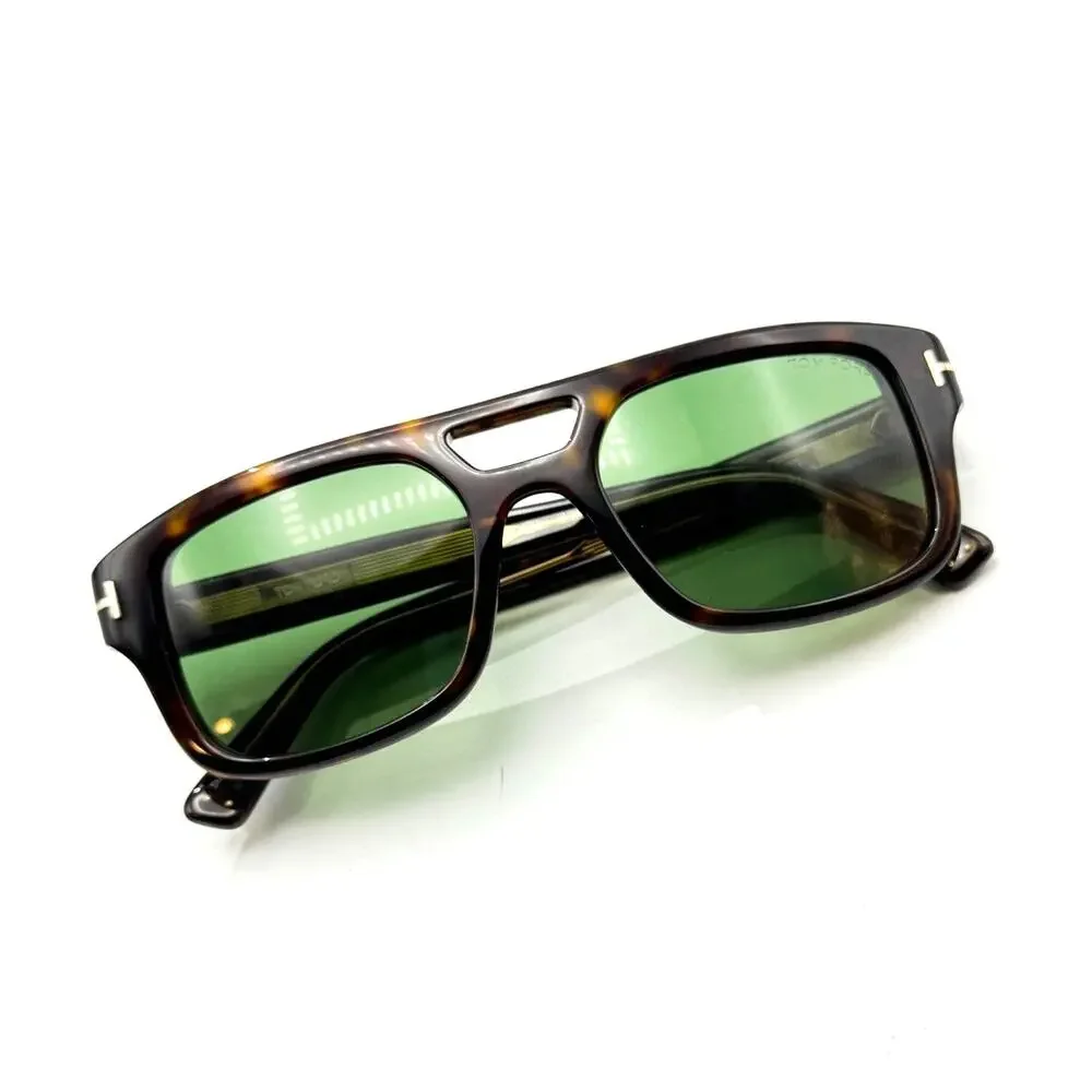 Tom Ford Sunglasses Icon TI0022 52N Havana Navigator Frame Green Lens 53-20-145